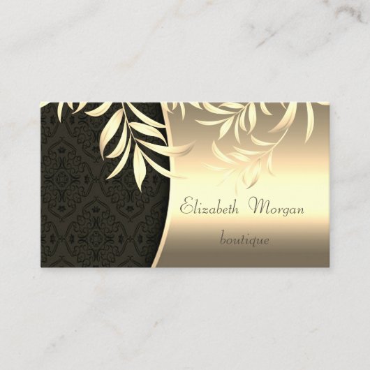 Elegant stijlvolle Damask Gold Leaves Visitekaartje (Voorkant)