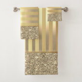 Elegant stijlvolle gouden strepen Glitter Shiny Bad Handdoek (Insitu)