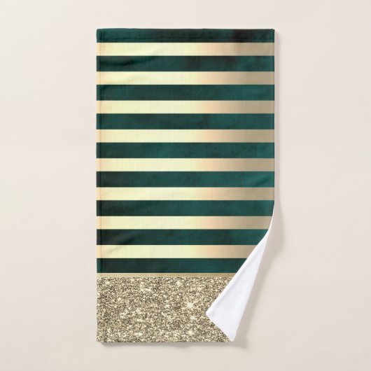 Elegant stijlvolle gouden stripes Glitter, groen Bad Handdoek (Handdoek)