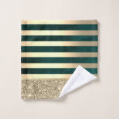Elegant stijlvolle gouden stripes Glitter, groen Bad Handdoek (Wasdoekje)