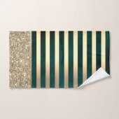 Elegant stijlvolle gouden stripes Glitter, groen Bad Handdoek (Handdoek)