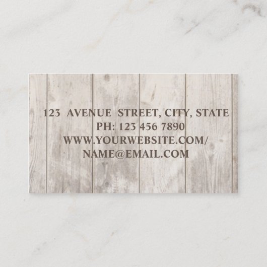 Elegant stijlvolle houtextuur, bloemen visitekaartje (Achterkant)