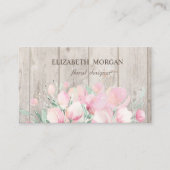 Elegant stijlvolle houtextuur, bloemen visitekaartje (Voorkant)