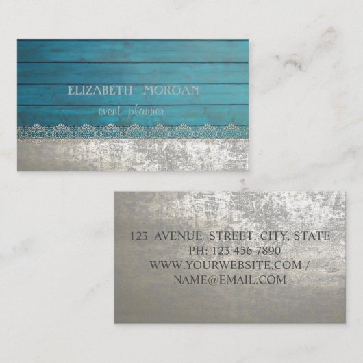 Elegant stijlvolle kant, houtextuur visitekaartje (Voorkant / Achterkant)