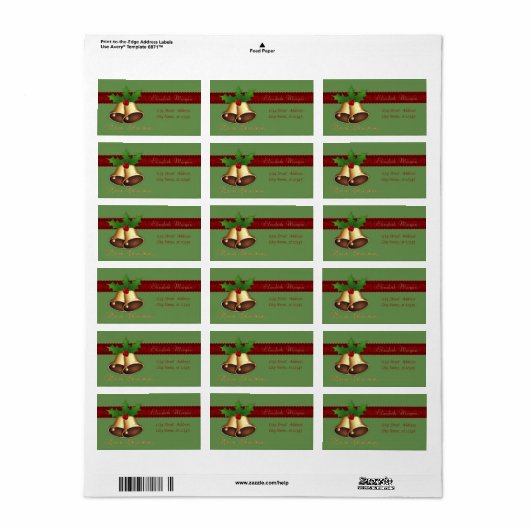 Elegant stijlvolle kerstballetjes Holly Branches Etiket (Full Sheet)