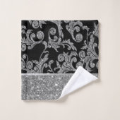Elegant stijlvolle, kleine zilveren zwarte goudzir bad handdoek (Wasdoekje)
