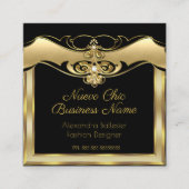 Elegant stijlvolle Mode Beige Gold Black Diamond Vierkante Visitekaartje (Voorkant)