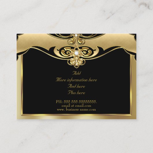 Elegant stijlvolle Mode Beige Gold Pareltjes Black Visitekaartje (Achterkant)
