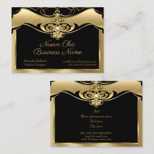 Elegant stijlvolle Mode Beige Gold Pareltjes Black Visitekaartje (Voorkant / Achterkant)