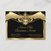 Elegant stijlvolle Mode Beige Gold Pareltjes Black Visitekaartje (Voorkant)