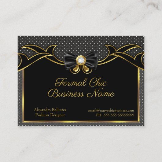 Elegant stijlvolle Mode Bow-stropdas Gold Black Sp Visitekaartje (Voorkant)