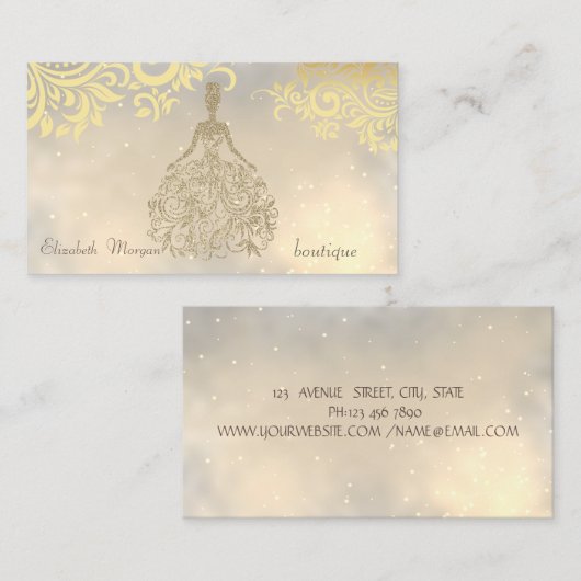 Elegant stijlvolle, moderne goudbloemen, Glitter D Visitekaartje (Voorkant / Achterkant)