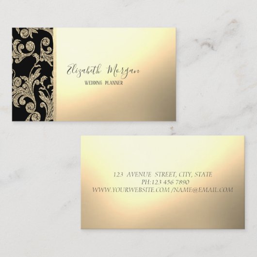 Elegant stijlvolle, moderne goudbloemen visitekaartje (Voorkant / Achterkant)