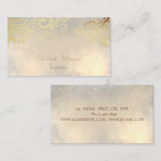 Elegant stijlvolle, moderne goudbloemen visitekaartje (Voorkant / Achterkant)