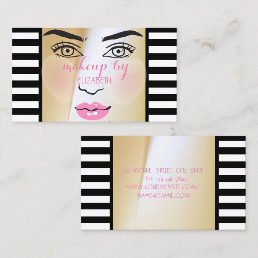 Elegant Stijlvolle moderne Stripes, Girl Silhouett Visitekaartje (Voorkant / Achterkant)