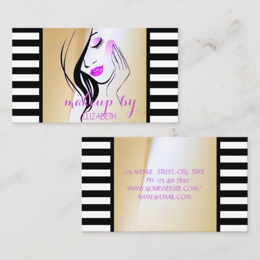 Elegant Stijlvolle moderne Stripes, Girl Silhouett Visitekaartje (Voorkant / Achterkant)