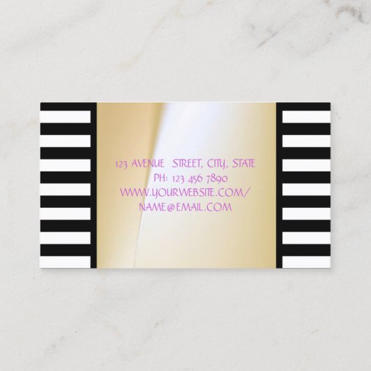 Elegant Stijlvolle moderne Stripes, Girl Silhouett Visitekaartje (Achterkant)