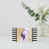 Elegant Stijlvolle moderne Stripes, Girl Silhouett Visitekaartje (Staand voorkant)