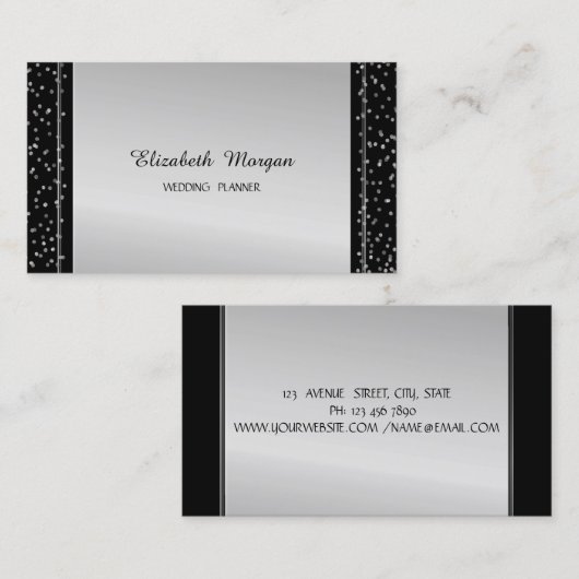 Elegant stijlvolle, moderne zilverConfetti Visitekaartje (Voorkant / Achterkant)