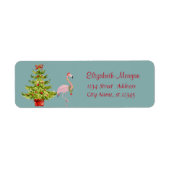 Elegant, stijlvolle pijnboom, Flamingo met Santa H Etiket (Voorkant)