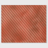 Elegant stijlvolle rode en gouden kerststrepen cadeaupapier (Vlak)
