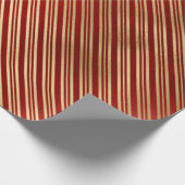 Elegant stijlvolle rode en gouden kerststrepen cadeaupapier (Hoek)