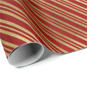 Elegant stijlvolle rode en gouden kerststrepen cadeaupapier (Rol Hoek)