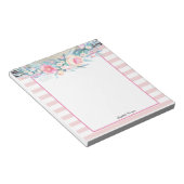 Elegant stijlvolle roze strepen, Waterverf bloemen Notitieblok (Schuin)