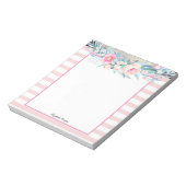 Elegant stijlvolle roze strepen, Waterverf bloemen Notitieblok (Linkerzijde)