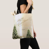 Elegant, stijlvolle tinnen, kerstrendierbomen tote bag (Dichtbij)