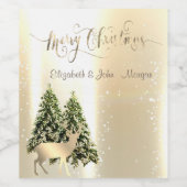 Elegant, stijlvolle tinnen, kerstrendierbomen wijn etiket (Enkel label)