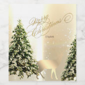 Elegant, stijlvolle tinnen, kerstrendierbomen wijn etiket (Enkel label)