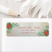 Elegant, stijlvolle Waterverf Kerstmis Poinsettia Etiket (Insitu)