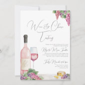 Elegant Stijlvolle Wijnproeverij Feestje Kaart (Voorkant)