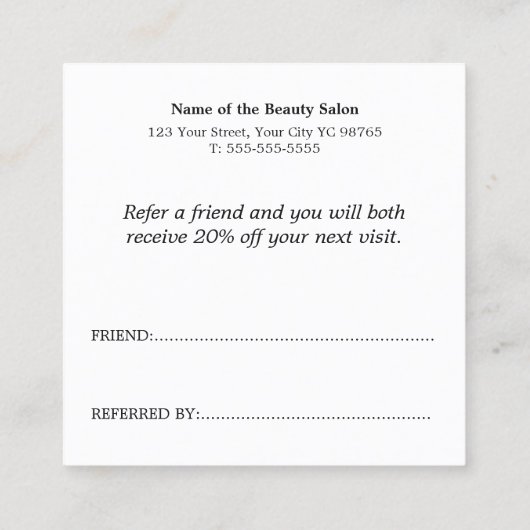 Elegant Stijlvolle Witte Rose Salon Verwijzing Kaa (Achterkant)