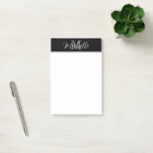 Elegant Stijlvolle Zwart Grijs Monogram Script Naa Post-it® Notes (Kantoor)