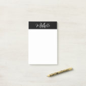 Elegant Stijlvolle Zwart Grijs Monogram Script Naa Post-it® Notes (Op bureau)