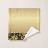 Elegant stijlvolle zwarte goudbloemen bad handdoek (Wasdoekje)