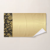 Elegant stijlvolle zwarte goudbloemen bad handdoek (Handdoek)