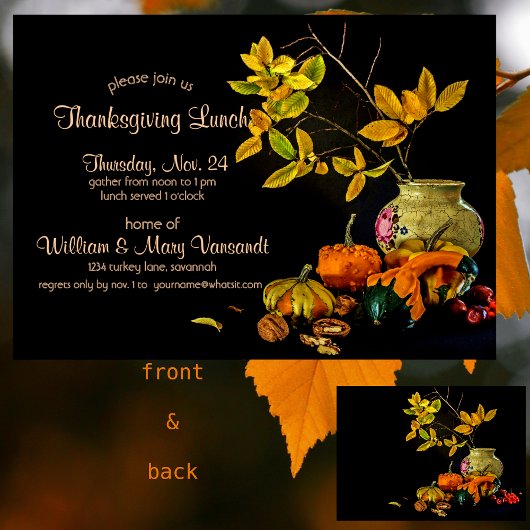 Elegant stilleven Herfst verlaat Thanksgiving Kaart