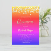Elegant Stippen, Confetti Colorful Ombre Quinceañe Kaart (Staand voorkant)