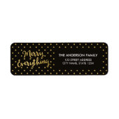 Elegant Stippen Faux Gold Merry Alles Adres Etiket (Voorkant)