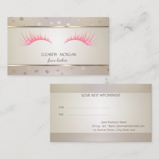 Elegant, Stippen, striped, Faux Lashes Appointcard Aanbevelingskaartje (Voorkant / Achterkant)