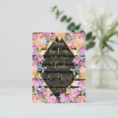 Elegant stippen voor bloemgoud, strepen bruiloft aankondigingskaart (Staand voorkant)