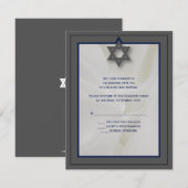 Elegant Stof Bar Mitzvah RSVP Reageer Kaart in Gri (Voorkant / Achterkant)