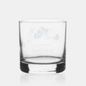 Elegant Stof Blauw Bloem Schrift Bruiloft Borrel Whisky Glas (Achterkant)