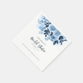 Elegant Stof Blauw Bloemig Script Bruiloft Feest Servet (Hoek)