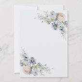 Elegant Stof Blauw Bloemmotief 25 Jaar Getrouwd Ju Kaart (Achterkant)