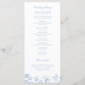 Elegant Stof Blauw Bloemstuk Tuin Trouwprogramma Programmakaart (Achterkant)