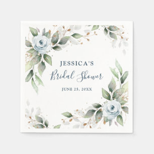 Elegant Stof Blauw Groene Bruiloftsshower Papier Servet